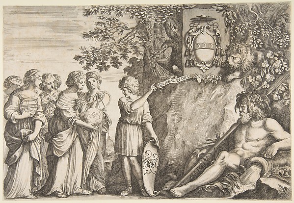 Stefano della Bella, Ornament design for a thesis, the Strozzi coat of arms at top