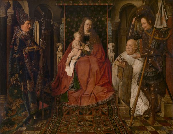 Jan van Eyck, Madonna Surrounded by Saint George, Saint Donatianus of Reims and the Donor Canon Van der Paele