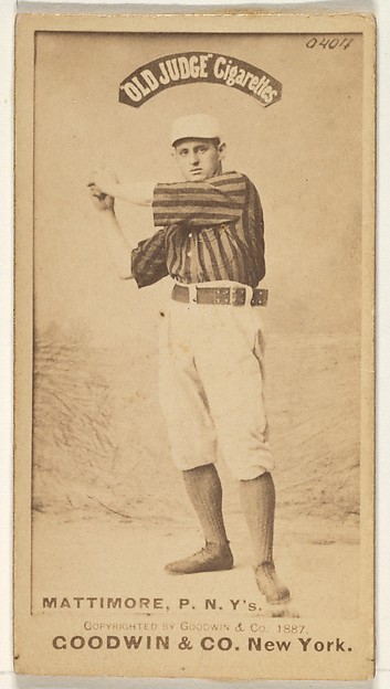 Goodwin & Company, Michael "Mike" Joseph Mattimore, Pitcher, New York, from the Old Judge series (N172) for Old Judge Cigarettes