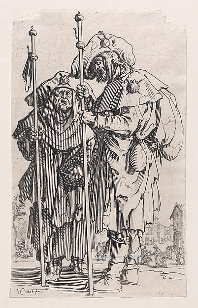 Jacques Callot, Les Deux Pélerins (The Two Pilgrims), from "Les Gueux suite appelée aussi Les Mendiants, Les Baroni, ou Les Barons" (The Beggars, also called the Barons)