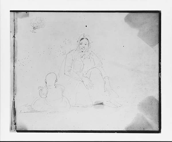 Francis William Edmonds, Mother and Baby; Sketch of a Tree (from Sketchbook)