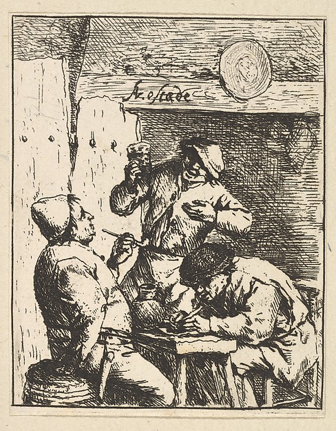 Adriaen van Ostade, Singer Standing Between Two Smokers