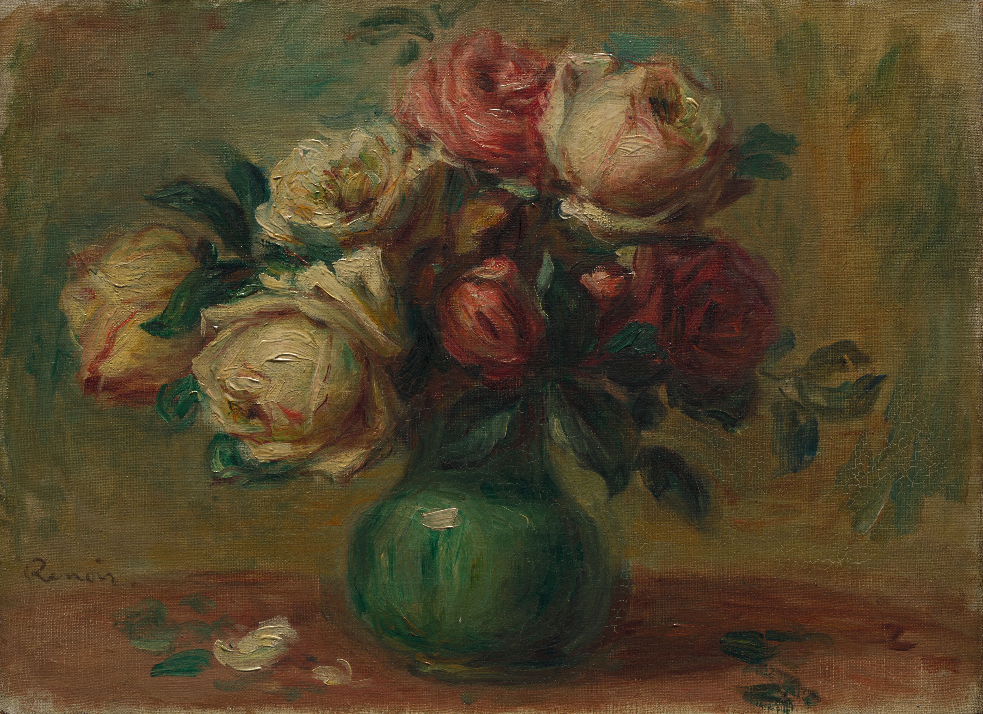 Pierre-Auguste Renoir, Roses in a Vase