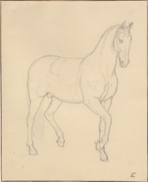 C.W. Eckersberg, En hest i skridtbevægelse mod højre.
