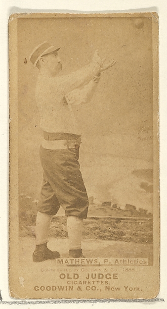 Goodwin & Company, Mathews, Pitcher, Philadelphia Athletics, from the Old Judge series (N172) for Old Judge Cigarettes