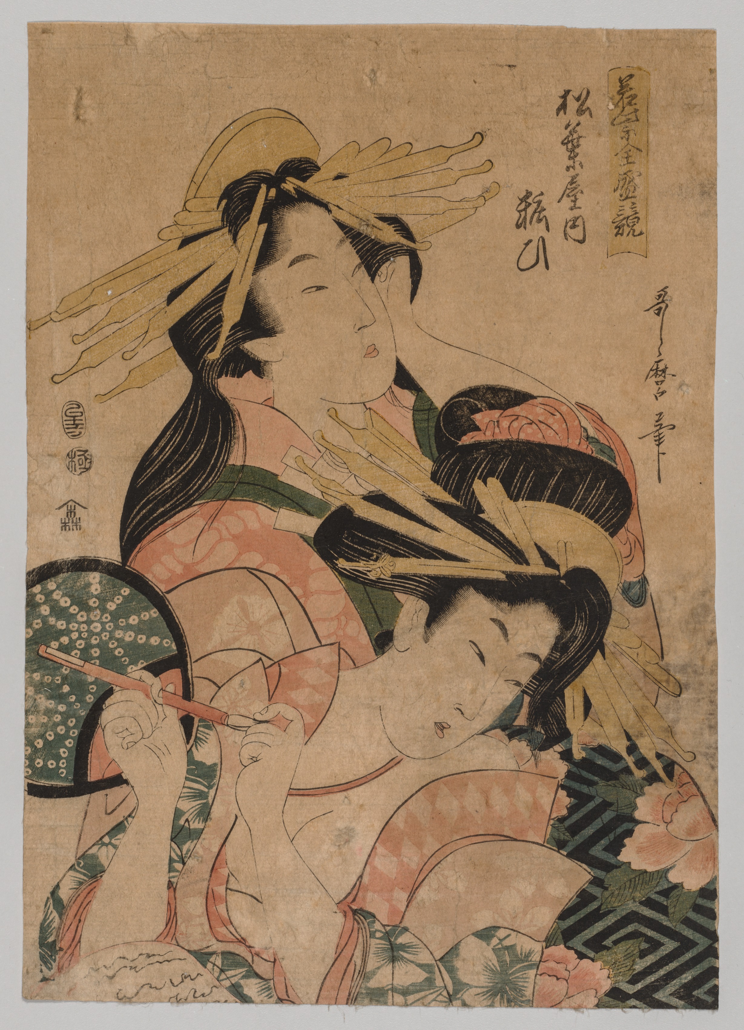 Kitagawa Utamaro, Half-length Portrait of Two Courtesans