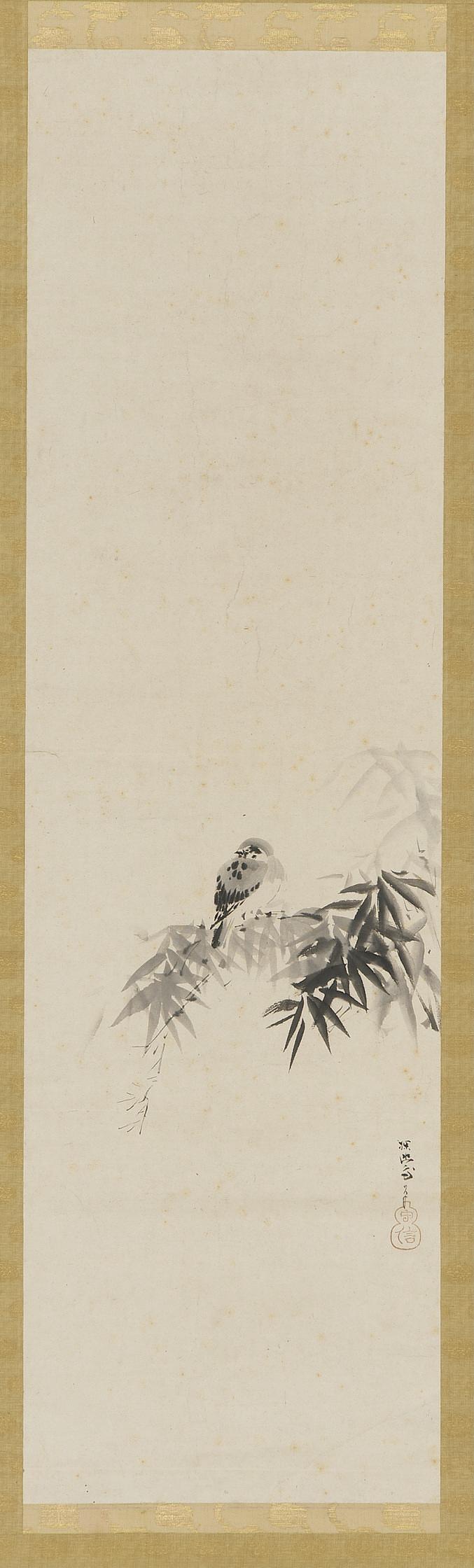 Kano Tan'yu, Bird on a bamboo branch