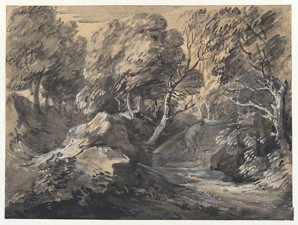 Thomas Gainsborough, Wooded Landscape with a Man Crossing a Bridge