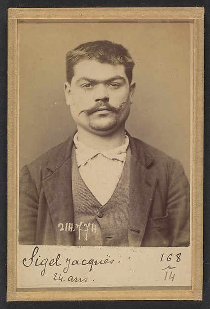 Alphonse Bertillon, Sigel. Jacques. 24 ans, né à Kuttalsheim (Bas Rhin). Bijoutier. Anarchiste. 26/2/94.