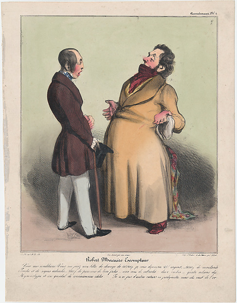 Honoré Daumier, Plate 4: Robert Macaire, discount broker, from 'Caricaturana,' published in Les Robert Macaires