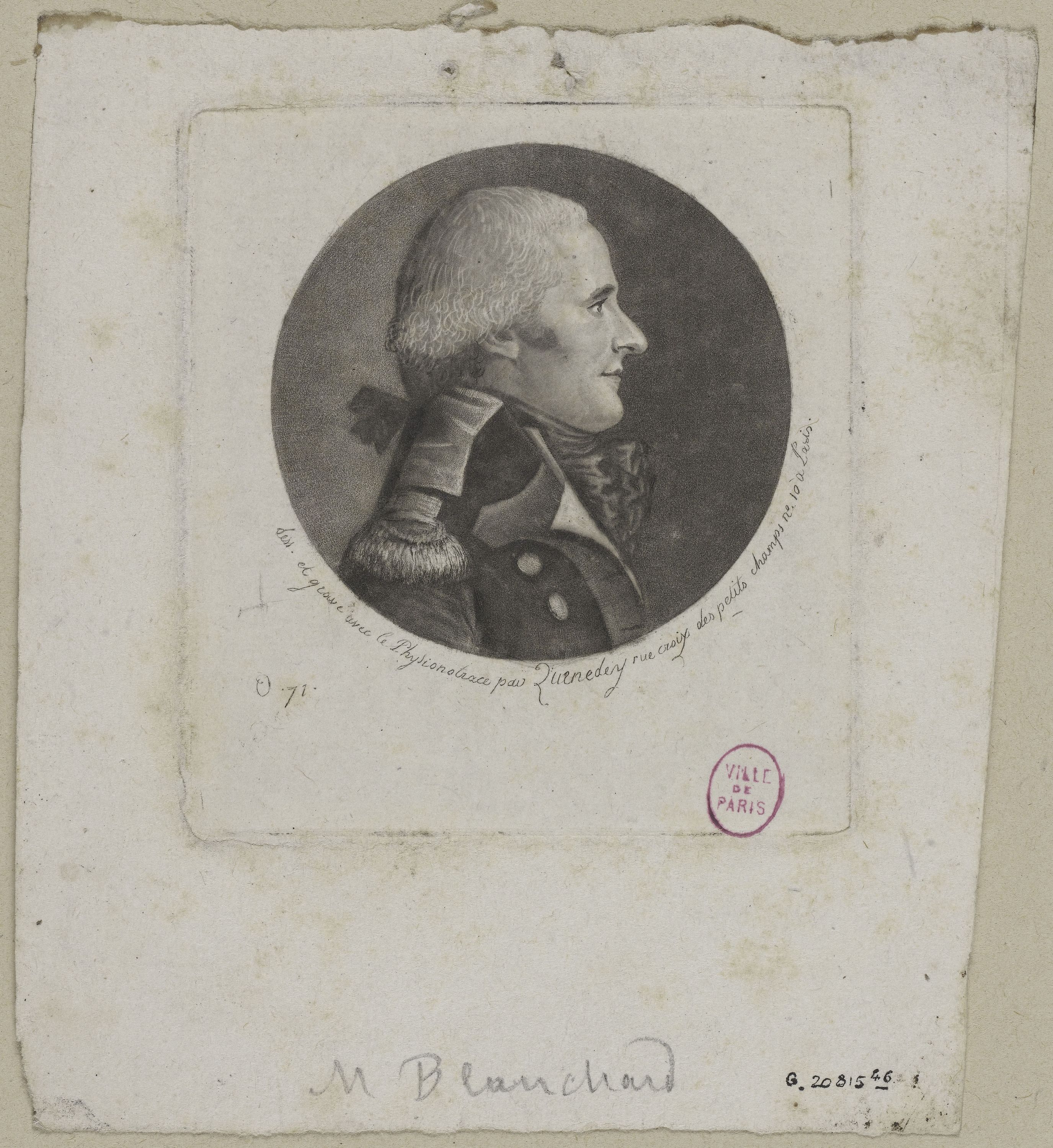 Edmé Quenedey, Portrait de Monsieur Blanchard