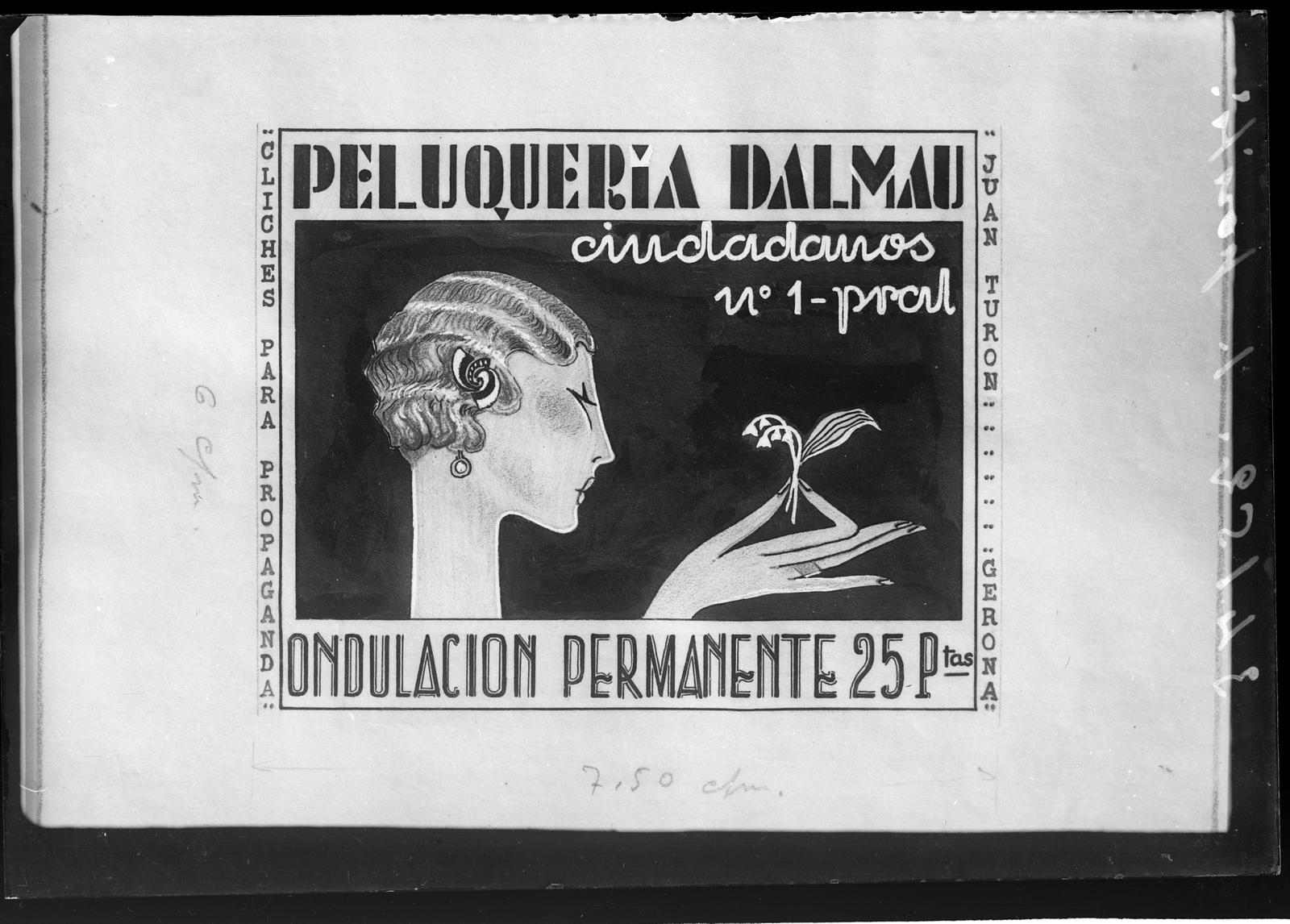 Desconegut, [Cartell publicitari de la perruqueria Dalmau]
