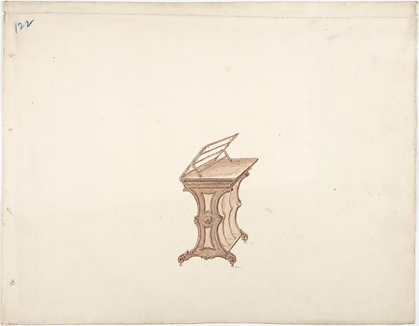 Anonymous, British, 19th century, Design for a Bookstand on Casters