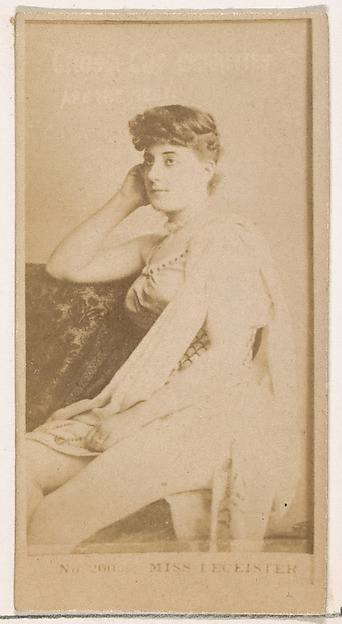 W. Duke, Sons & Co., Card Number 200, Miss Leicester, from the Actors and Actresses series (N145-2) issued by Duke Sons & Co. to promote Cross Cut Cigarettes
