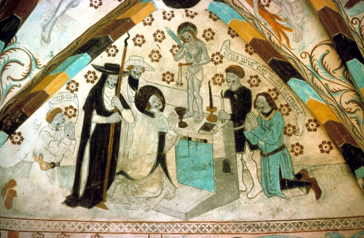 Ola Ehn, Painting of Albertus Pictor, Harkberga Church, Uppland 1975