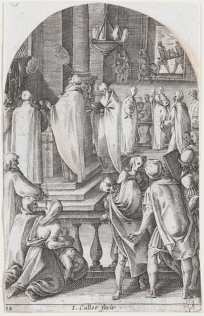 Jacques Callot, St. Basil Celebrating the Sacrifice of the Mass [The Celebration of the Holy Mysteries], plate 12 from "Les Tableaux de Rome, Les Eglises Jubilaires" (The Paintings of Rome, The Churches Jubilee)