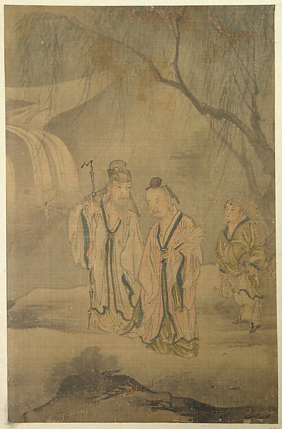 Unidentified artist, Scholars Strolling by the Waterfall