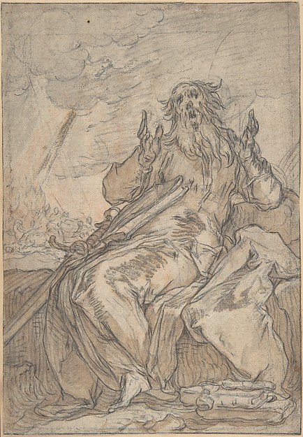 Abraham Bloemaert, Saint Paul Seated, with his Conversion in the Background (recto); Figure Sketch (verso)