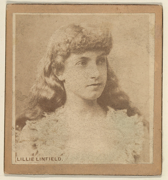 Kinney Brothers Tobacco Company, Lillie Linfield, from the Actresses series (N246), Type 2, issued by Kinney Brothers to promote Sporting Extra Cigarettes
