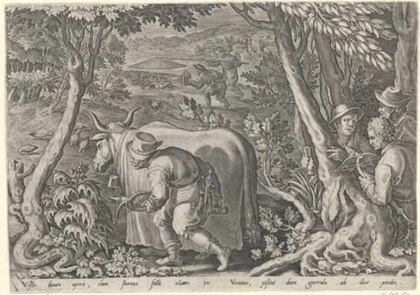 Galle, Philippe, (1537-1612), (printmaker), The hunting parties: Partridge hunt with crossbows