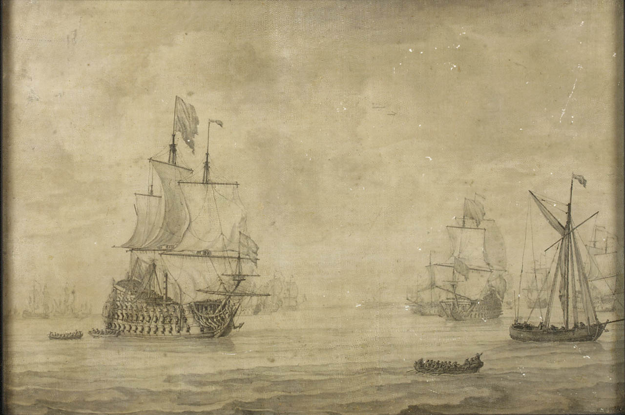 Willem van de Velde the Elder, An English three-decker with the fleet in light airs