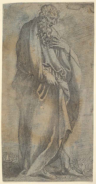Anonymous, Italian, 16th century, Heavily draped male Figure