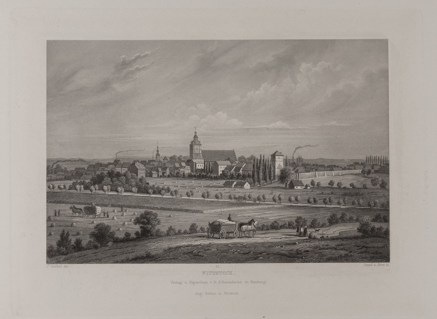 B. S. Berendsohn (Hamburg), Wittstock: Stadtansicht von Süden (Brandenburgisches Album, Blatt 31)