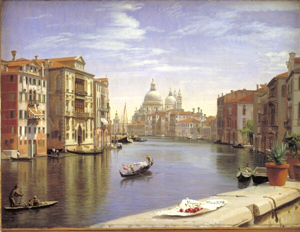 P.C. Skovgaard, Udsigt over Canal Grande i Venedig. I baggrunden S. Maria della Salute