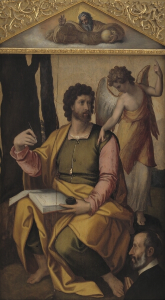 Perino del Vaga, Evangelisten Matthæus med donator