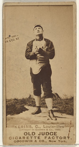 Goodwin & Company, John Nelson Kerins, Catcher, Louisville Colonels, from the Old Judge series (N172) for Old Judge Cigarettes