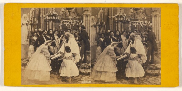 Unknown, [Bride signing guest book at reception]