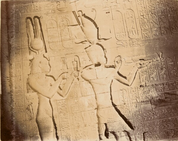 Unknown, [Wall carved with ancient Egyptian deities]