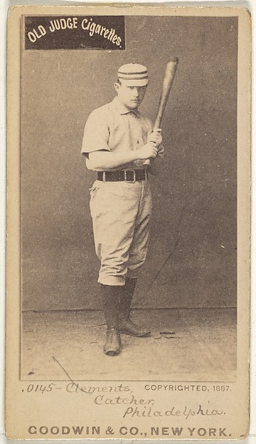 Goodwin & Company, John J. "Jack" Clements, Catcher, Philadelphia, from the Old Judge series (N172) for Old Judge Cigarettes