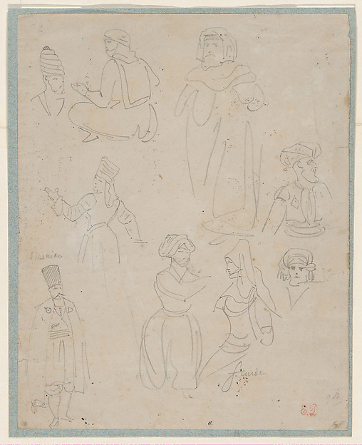 Eugène Delacroix, Nine Studies of Arab Men and Women