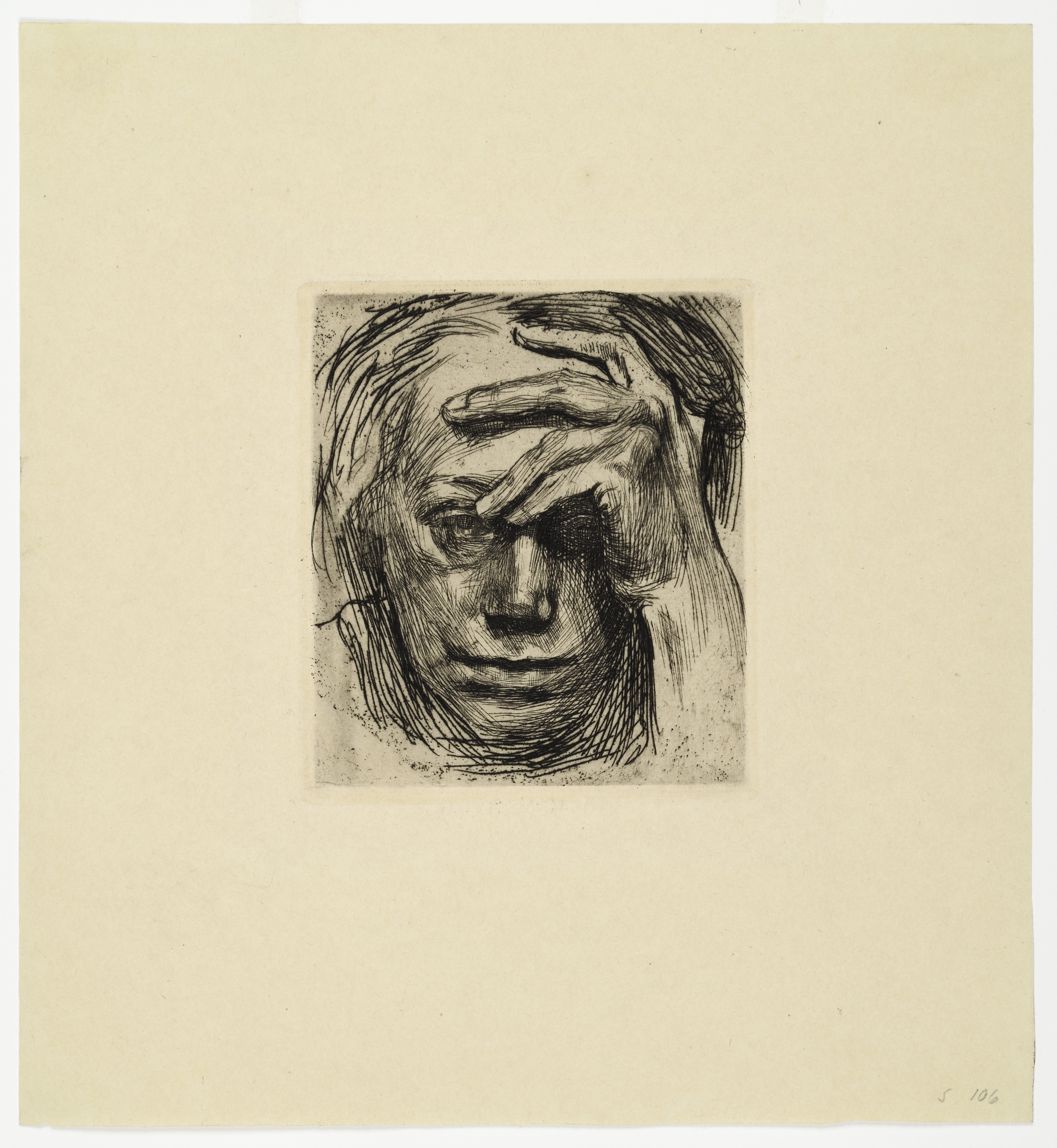 Unknown artist, "Selbstbildnis mit der Hand an der Stirn"