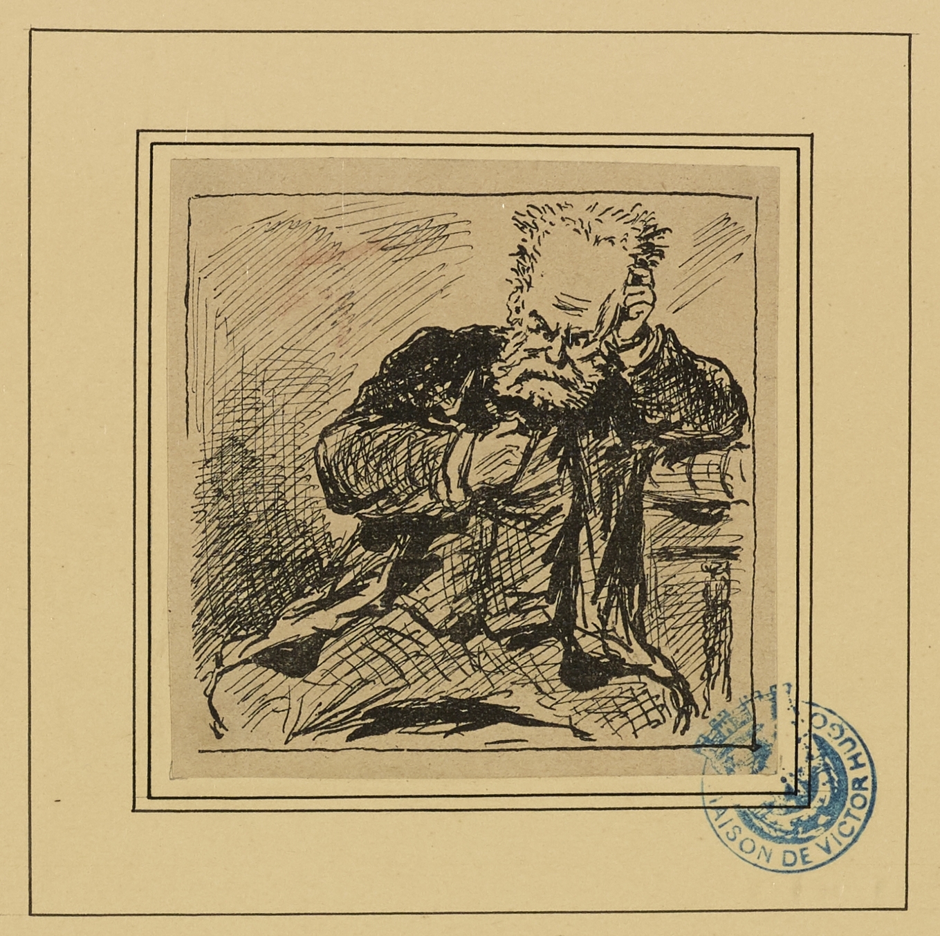 Anonyme, Caricature de Victor Hugo d'après le portrait par Bonnat au Salon de 1879