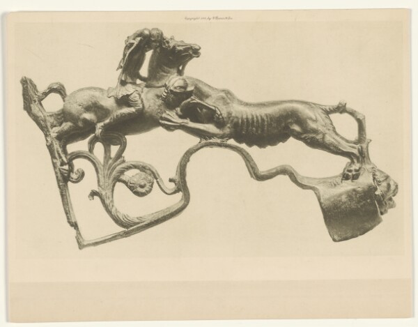 G. Barrie & Son, [Sculpture of lion attacking man and horse]