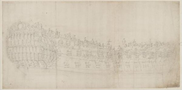 willem van de velde the elder, Hull of an English two-decker, from the starboard quarter