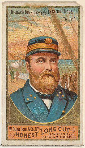 W. Duke, Sons & Co., Richard Bussius, from the Sea Captains series (N127) issued by Duke Sons & Co. to promote Honest Long Cut Tobacco