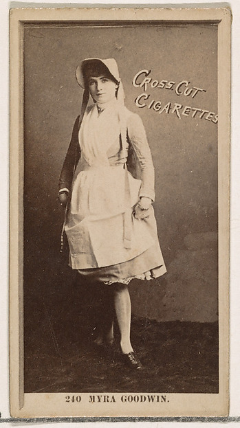 W. Duke, Sons & Co., Card Number 240, Myra Goodwin, from the Actors and Actresses series (N145-2) issued by Duke Sons & Co. to promote Cross Cut Cigarettes