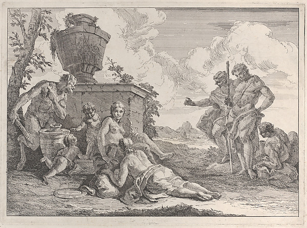 Francesco Fontebasso, Satyr with Club and Seven Figures, from "Bacchanals and Histories"
