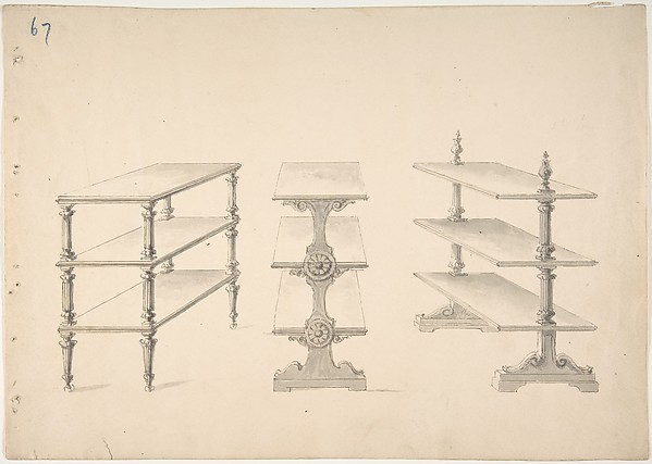 Anonymous, British, 19th century, Design for Three Sets of Shelves