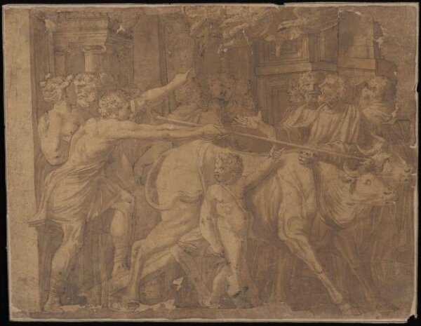Unknown, Romulus marking out the boundaries of Rome with a plough