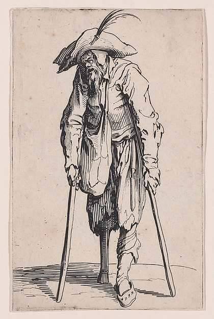Jacques Callot, Le Mendiant a la Jambe de Bois (The Beggar with the Wooden Leg), from "Les Gueux suite appelée aussi Les Mendiants, Les Baroni, ou Les Barons" (The Beggars, also called the Barons)