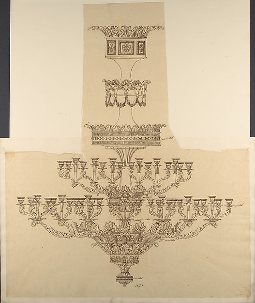 Anonymous, French, 19th century, Elaborate Design for a Chandelier