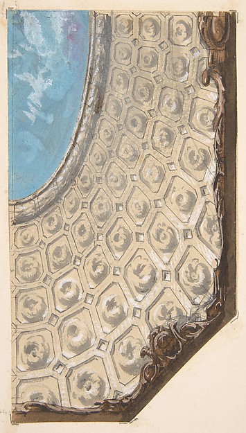 Jules-Edmond-Charles Lachaise, Design for a coffered ceiling with a central oval painted in clouds