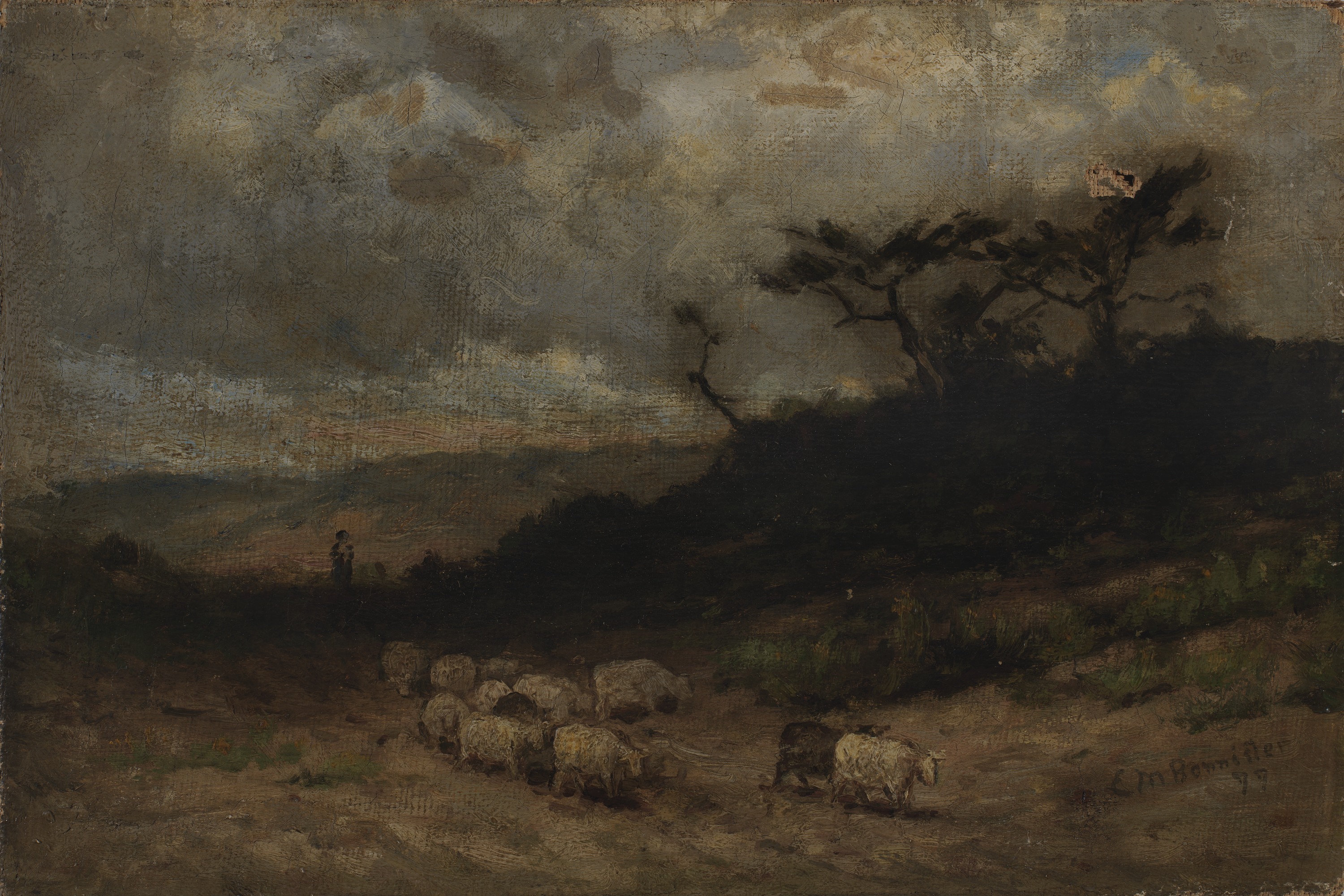 Edward Mitchell Bannister, Untitled (shepherd with sheep)