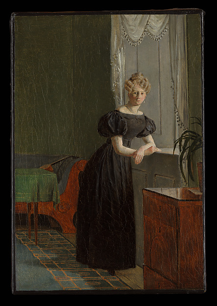 Christen Købke, Sophie Købke (later Sophie Krohn, 1807–1853), the Artist's Sister, in the Hall at Kastellet