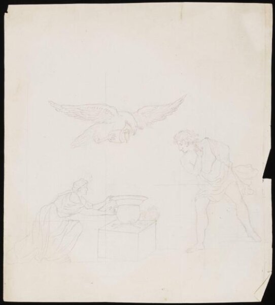 Unknown, Ritual offering of wine by a female figure poured from above by an eagle