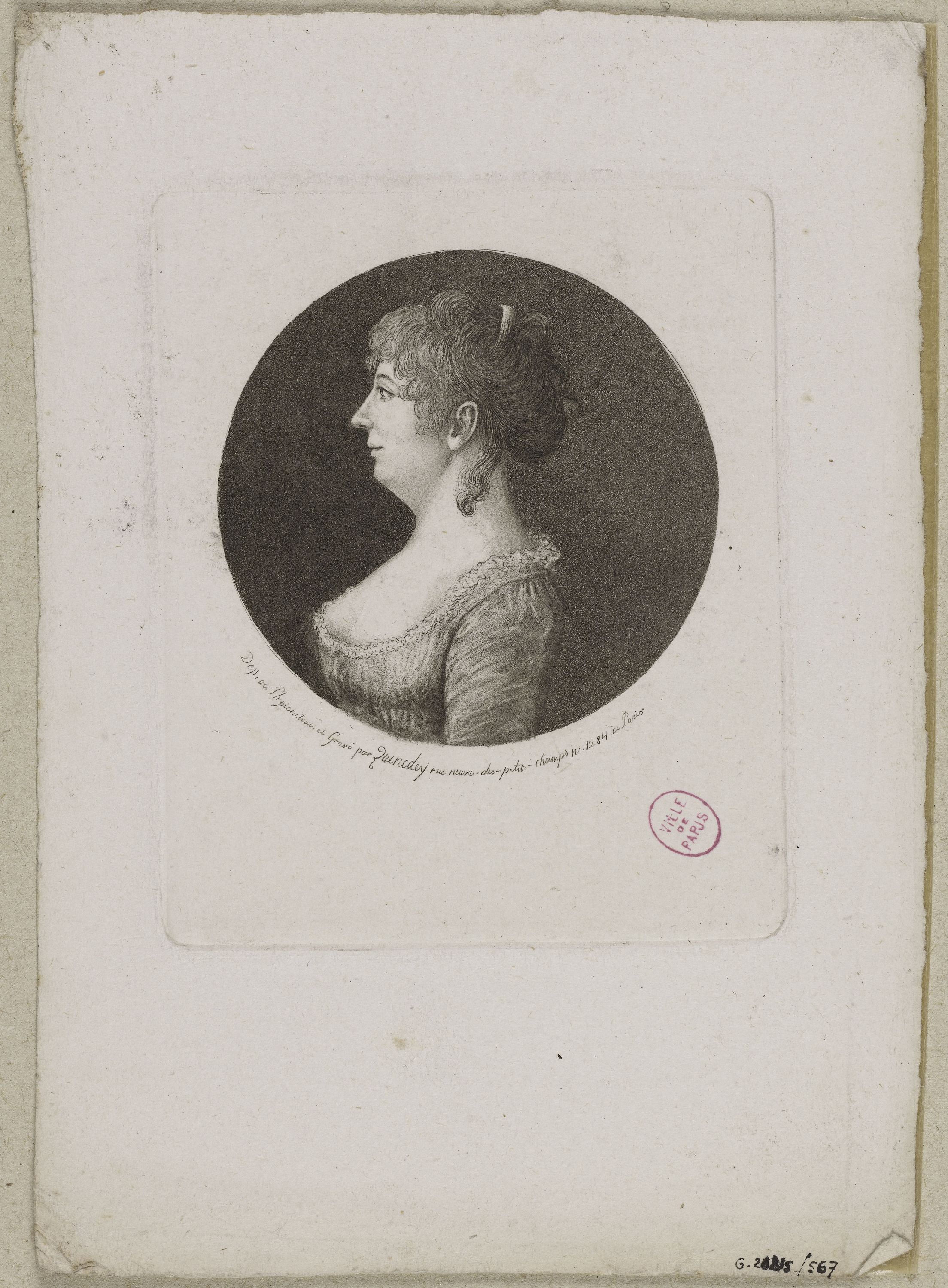 Edmé Quenedey, Portrait d'une femme, fin XVIIIème siècle/début XIXème siècle